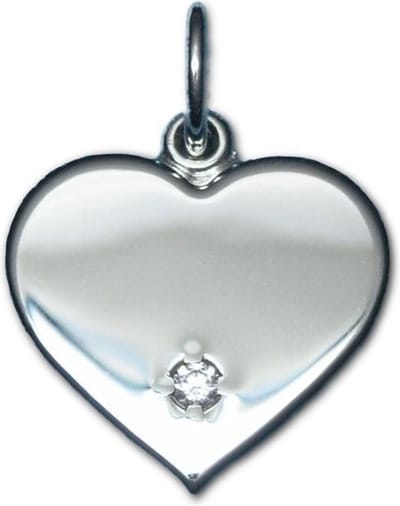 TRESOR hart hanger met Swarovski zirkonia steen - Zilver