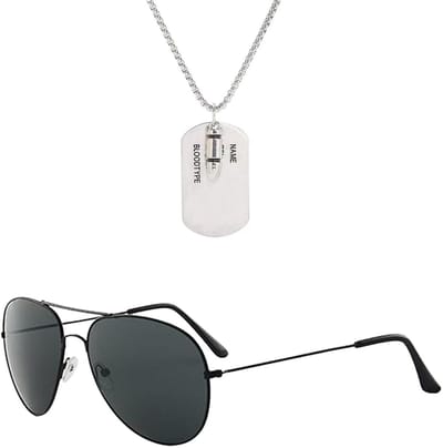 Dailygoods- Pilotenkostuum 2-delige Accessoireset - Zwarte Zonnebril