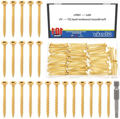 Complete set van 101 stuks 8 x 2 inch terras schroeven, inclusief 100 platte kop schroeven en 1 T25 Torx boor, ideaal voor hout en tuinprojecten