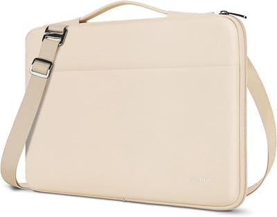 Premium Laptophoes beige 17 inch – Waterdicht, Schokbestendig – Laptoptas met Schouderband – Optimale Bescherming