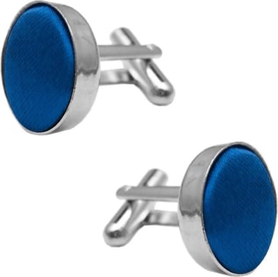 Fako Bijoux - Manchetknopen - Staal & Zijde - 16mm - Royal Blauw - Koningsblauw