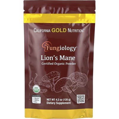 California Gold Nutrition, Fungiology®, Gecertificeerd Biologisch Hericium Mandarin Paddenstoelenpoeder, 4,2 oz (120 gram)