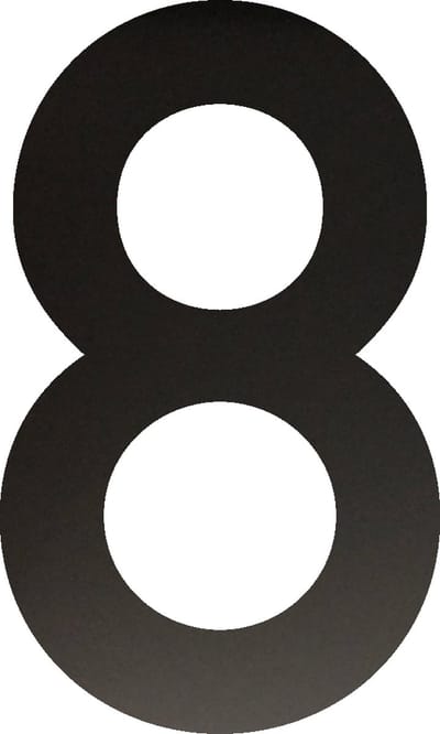 Huisnummer 20 cm - Nummer 8 - Mat Zwart RVS