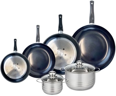 Set van 4 Koekenpannen 20, 24, 28 en 32 cm en 2 kookpotten 14 en 20 cm Elo Prima Brillant