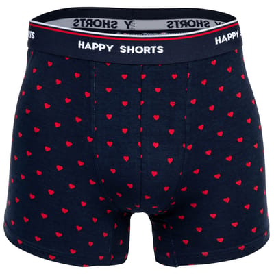 Happy Shorts 3-Pack Boxershorts Heren D848 Hartjes Print Blauw/Grijs - Maat S