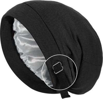 Satijnen Slaapmuts Verstelbaar - Satijnen Bonnet - Haarnetje - Zwart