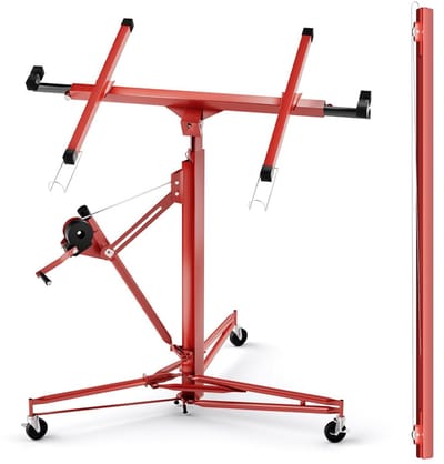 Platenlift XXL Set - Montagehulp Gipsplaat - Plafond Monteren - Verlengbaar tot 465 cm - 68 kg - Rood