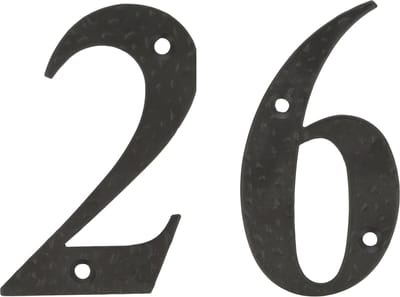 AMIG Huisnummer 26 - massief gesmeed staal - 10cm - incl. bijpassende schroeven - zwart