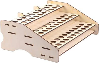 Modelkleurenstandaard met 84 vakken voor kleurflessen, houten opbergrek en knutselgereedschapshouder, ideale opbergoplossing voor hobbyisten, 40,6 x 29,7 x 14 cm