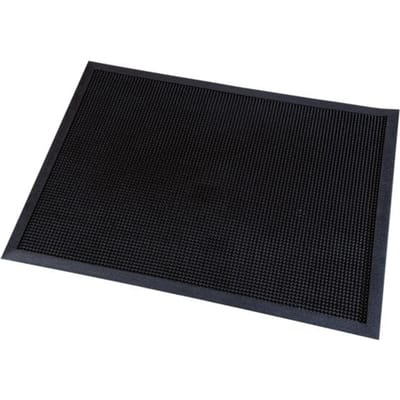 PAPERFLOW Noppenmatte (B)800 x (T)1000 mm, schwarz aus 100 % Kautschuk, hohe Bürstkraft, abgeschrägte Kanten, - 1 Stück