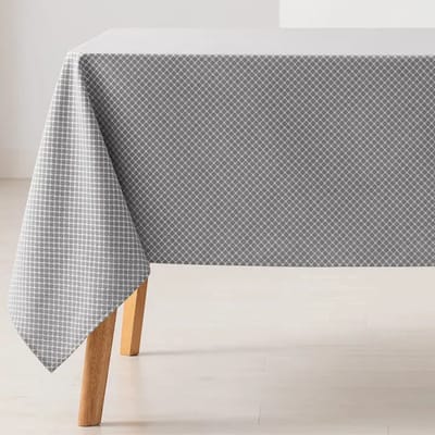 GAMUSI Waterafstotend jacquard katoenen tafelkleed met geometrisch patroon LOSAN - 140 x 100 cm - Lichtgrijs