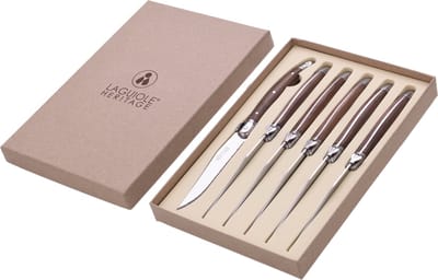 Laguiole Steakmessen - Klassieke Set (6-delig) - Walnoot Hout - Steakmessen - Steakmes - Laguiole