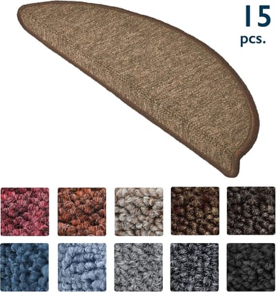 Famanu – Zelfklevende trapmatten set van 15 smalle traptreden 55 x 15 cm antislip traptapijt geluids
