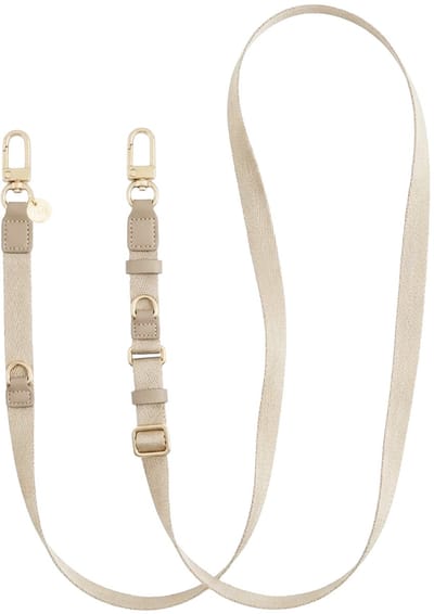 xoxo Wildhearts telefoonkoord - Lanyard Strap (Beige) - Geschikt voor iPhone - Geschikt voor Samsung - Universeel - Phone cord - Chique telefoonketting - Koord voor telefoon - Telefoonhanger - Beige met details in het goud
