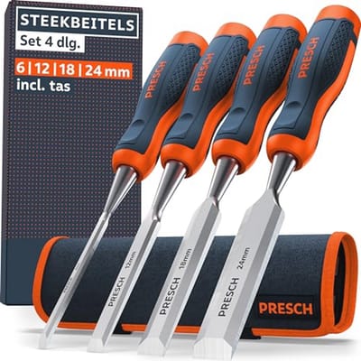 Houten Steekbeitels Set - Precisie en Duurzaamheid voor Houtbewerking - 25° Hoek, Snel Gebruiksklaar