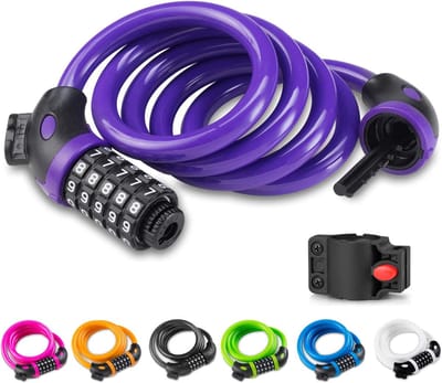 Fietsslot met 5-cijferige code - Lichtgewicht en Veilig - 1,2 m lang Kabel voor Fiets en Mountainbike