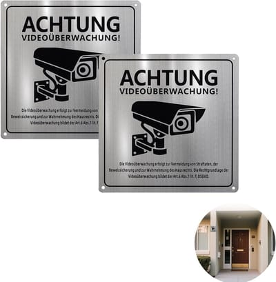 Bewakingsbord - Camerabewaking - Veiligheid - Weerbestendig Aluminium - 15x15 cm - Metaalglans