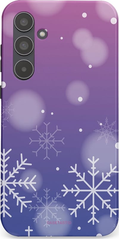 Casetastic hoesje geschikt voor Samsung Galaxy A55 - Dubbellaagse bescherming - Winter Sneeuw Paarse Roze Gloed - Fashion Case - Lavendel