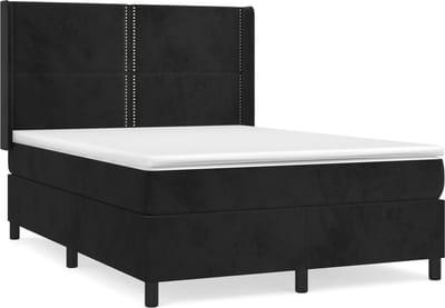 vidaXL - Boxspring - met - matras - fluweel - zwart - 140x200 - cm