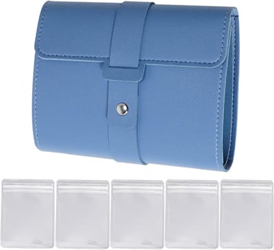 Multifunctionele Reis Sieradenopbergrol met 5 Transparante Zakjes voor Oorbellen en Accessoires