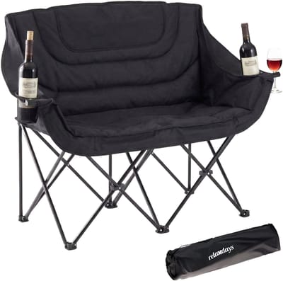 Campingstoel opvouwbaar - voor 2 personen - tot 272 kg - zwart