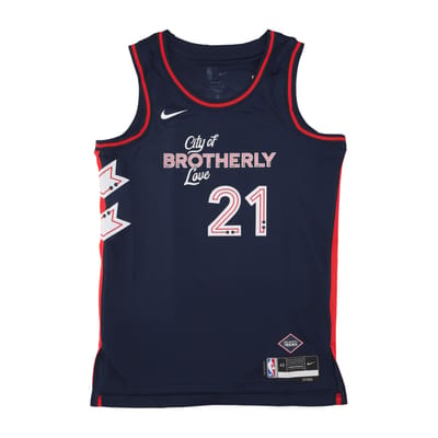 Basketbaltanktop voor heren Nba City Edition 2023/24 Dri-fit Swingman Jersey nr. 21 Joel Embiid Phi76e College Navy