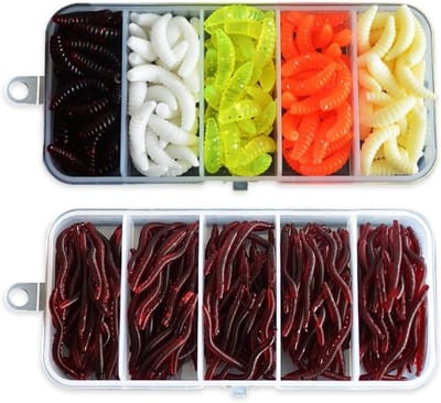 Set van 350 Stuks Vissersaas - Zachte Plastic Wormen en Kunstmatige Aardwormen voor Forelvissen en Zoetwatervissen