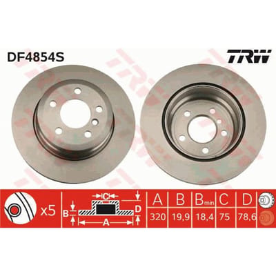 Remschijf TRW DF4854S achter, geventileerd, sterk gecarboniseerd, 1 Stuk