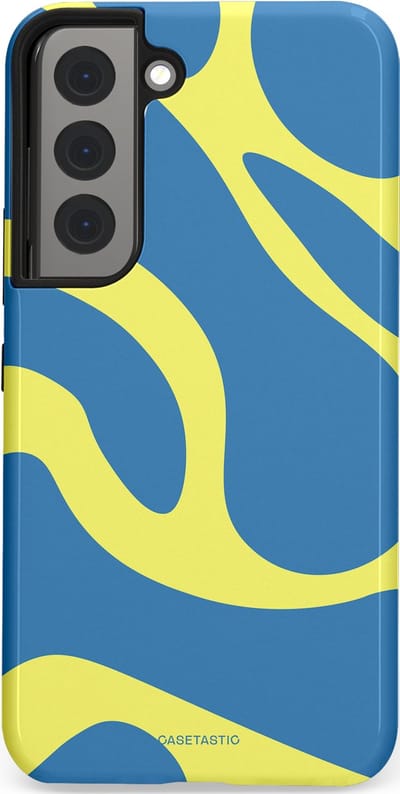 Casetastic hoesje geschikt voor Samsung Galaxy S22 - Dubbellaagse bescherming - Blauwe Gele Zee Stranden - Fashion Case - Lavendel Goud Lichtblauw