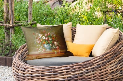 Buitenkussens - Tuin - Vaas - Pastel - Kleuren - Bloemen - 50x30 cm