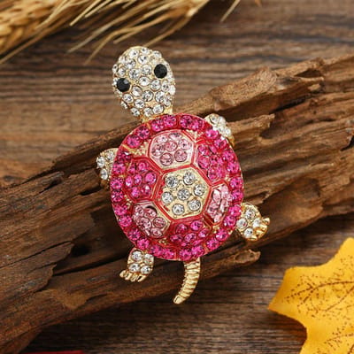 Exquise Dames Meisjes Mode Leuke Schildpadden Kristal Broche Badges Nieuw Strass Dier Kinderen Tas Kleding Jas Spelden Accessoires beige