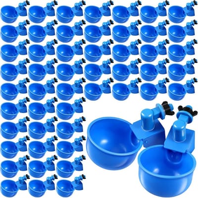 Kippen Waterbakjes - Vogel Drinkbak - Automatisch Water Geven - Zelfsluitend Systeem - 50 Stuks - Blauw