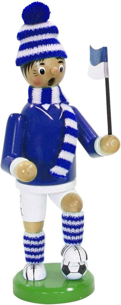 Voetbal Speler Figuur - Rookman Figuur - Feestelijke Decoratie - Fijne Ambacht - 20 cm Hoog - Blauw Wit