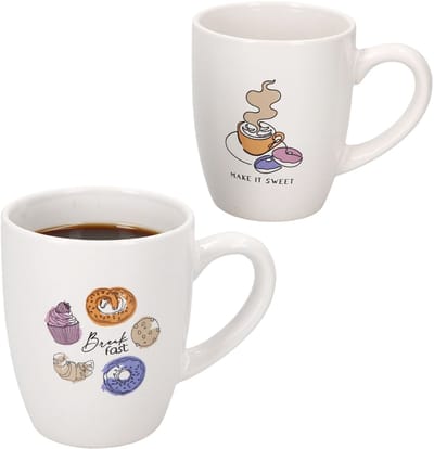 2-delige set BAKERY koffiekopjes 1x Ontbijt & 1x Maak het zoet - 11215