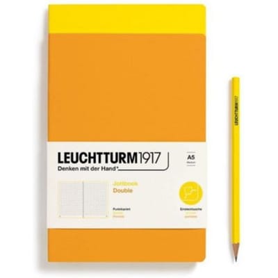 Leuchtturm1917 jottbook set van 2, flexcover, medium a5, dotted, lemon / rising sun