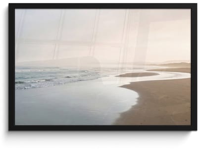 Poster in lijst - Fotolijst 60x40 cm - Posters - Kustlijn - Strand - Oceaan - Posterlijst zwart - Decoratie - Wanddecoratie woonkamer - Muurdecoratie slaapkamer