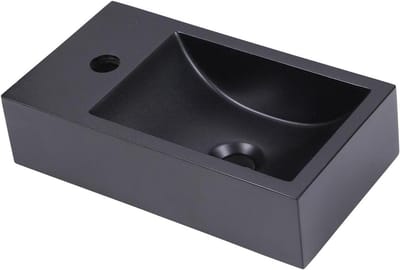 Gasten WC wastafel - Kleine wasbak - Ruimtebesparing - Gegoten mineraal - 40 x 22 cm - Mat zwart