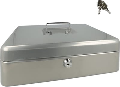 Westcott geldkist - 301x242x91mm - zilvergrijs - kunststof inzet met 5 vakken - AC-E51002-ZI