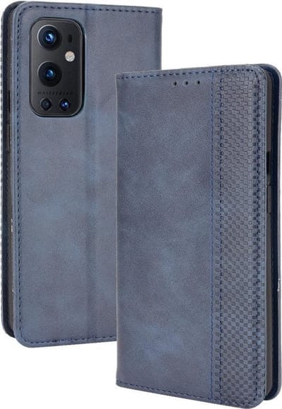 Coverup Hoesje - Geschikt voor OnePlus 9 Pro Hoesje - Coverup Vintage Style Book Case - Blauw