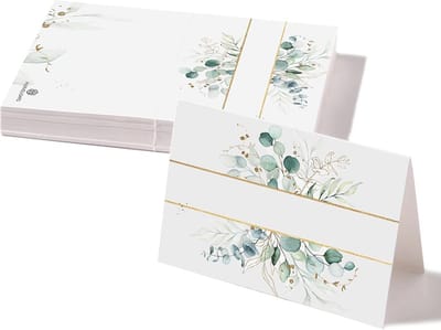 50 Tafelkaarten 10,5 x 7,4 cm | Beschrijfbaar | Bruiloft | Verjaardag | Communie | Doop | DIN A7 | Strepen | 300 g/m² | Zitindeling | Tafelindeling | Plaatskaarten | Vouwkaarten | 50 Stuks