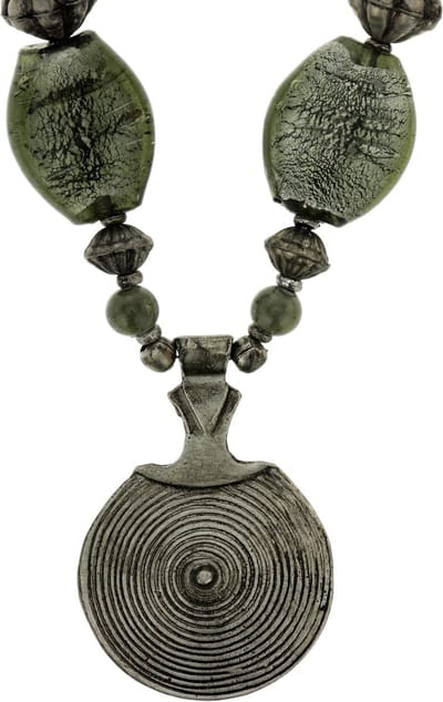 Behave - Ketting met glaskralen - Zwart groen - Etnische stijl - 54 cm