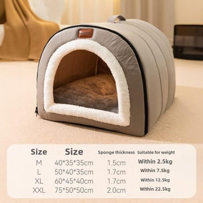 Herfst en Winter Hond Effen Gewatteerd Draagbaar Nest Kattennest Middelgrote en Kleine Hond Yurt Kennel Huisdier Afgesloten Verdikt Nest L