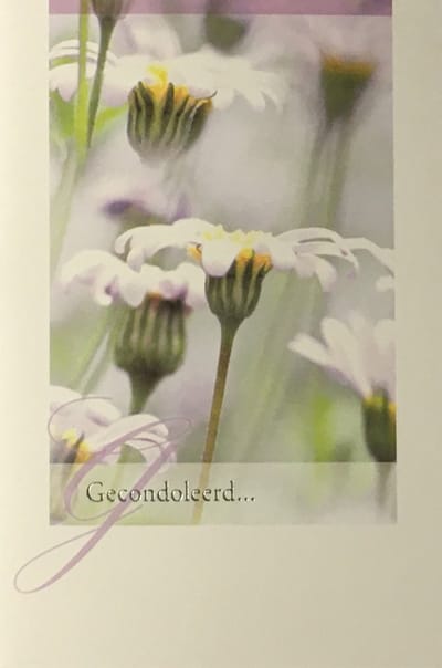 Luxe Wenskaart Deelneming - Condoleance - Overlijden - Oprechte Deelneming - Art of Cards - 11,5x17cm - Dubbele Kaart - Met Envelop - Luxe Wens Kaart - Greeting Card - 1 Stuks - In Folie Verpakt - Angel 38 - Bloem - Gratis Verzonden