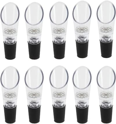 Dailygoods- Wijnschenktuit met Ventilatiesysteem - Kunststof - Druppelvrij - Roestvrij Staal - 10 Stuks - Ideaal Cadeau - Wijnbeluchter