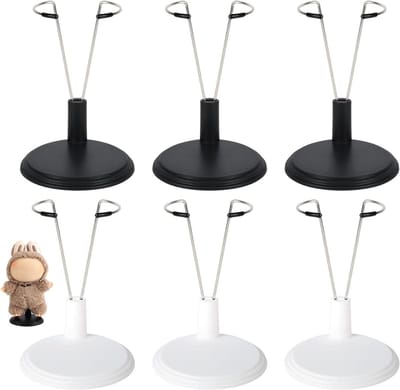 Poppenstandaard Set - Figuurhouder Display - Poppen Presenteren - Verstelbare Hoogte - 6 Stuks - Wit en Zwart