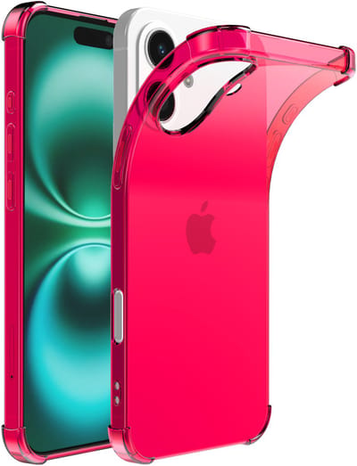 Smartphonica Telefoonhoesje Geschikt voor iPhone 16 Plus Transparant Schokbestendig Siliconen Hoesje met Stootrand - Shockproof Back Cover Case - Neon Roze geschikt voor iPhone 16 Plus