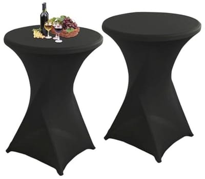 Set van 2 Stretch Hoezen voor Statafels - Elegante Zwarte Covers voor Tuinfeesten, Bruiloften, en Buitenevenementen