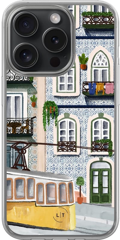 Hoesje geschikt voor iPhone 15 Pro - Lissabon - 2in1 backcover - Print / Illustratie - Multi - Leuke Telefoonhoesjes