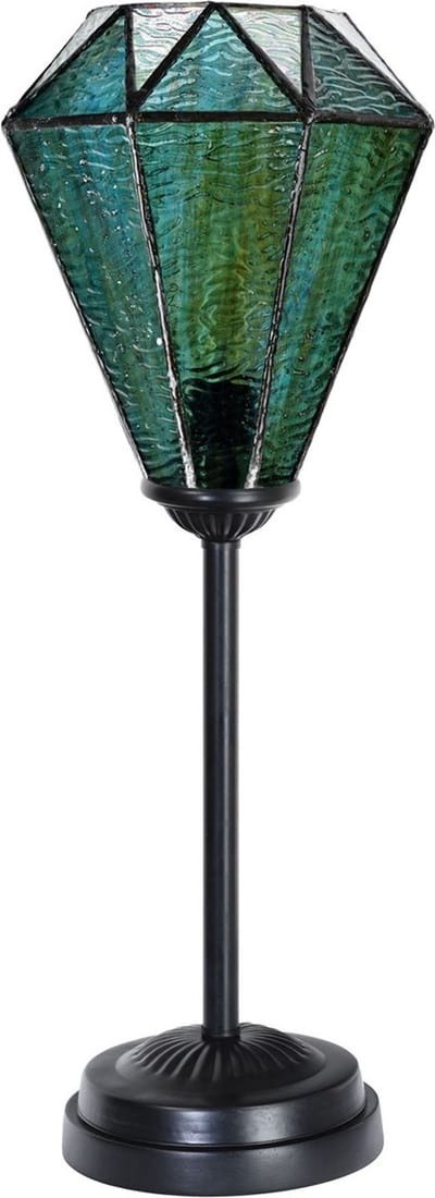 Tiffany slanke tafellamp zwart met Arata Green - Art Deco Trade