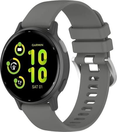 Strap-it Siliconen classic bandje geschikt voor Garmin Vivoactive 6 / 5 / 3 / Vivomove / 3 / HR / Style / Luxe / Sport / Trend / Forerunner 645 / 570 / 245 / 170 / 165 / 70 / 55 / Venu / SQ / SQ2 / 2 Plus / Approach S12 / S40 / S42 - Donkergrijs